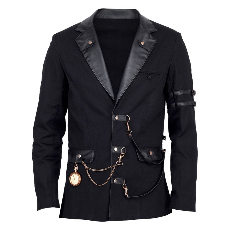 Vintage Goth Steampunk Jacket Men Black Gothic black jacket (2025)
